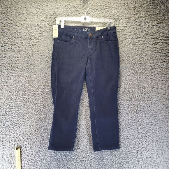 Loft Jeans Womens 2 Petite Indigo Blue Modern Crop Slim Stretch Denim *NWT* - Picture 1 of 15